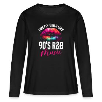 Artiste R&B des années 90 Drôle de R and B - T-shirt manches longues Premium bio Femme - noir - Devant - Julia (174cm)