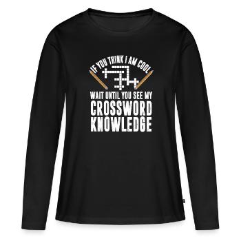 Mots croisés - T-shirt manches longues Premium bio Femme - noir - Devant - Julia (174cm)