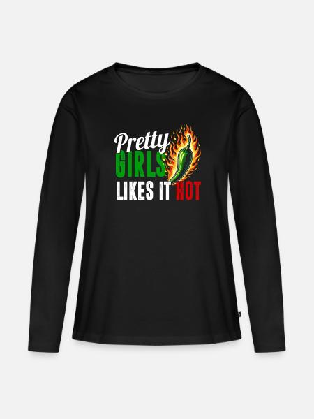 Mexican Jalapeno Chili - Frauen Premium Bio Langarmshirt - Schwarz