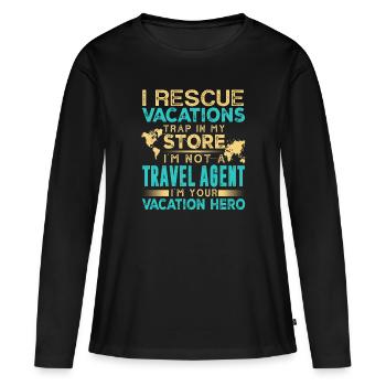 Travel Agent - Frauen Premium Bio Langarmshirt - Schwarz - Vorne - Julia (174cm)