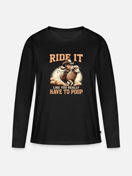 Mutton Buster - Frauen Premium Bio Langarmshirt - Schwarz