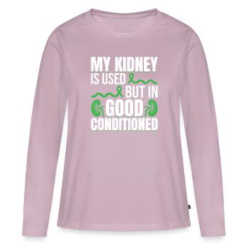 Donneur de rein - T-shirt manches longues Premium bio Femme - rose poudré - Devant - Julia (174cm)
