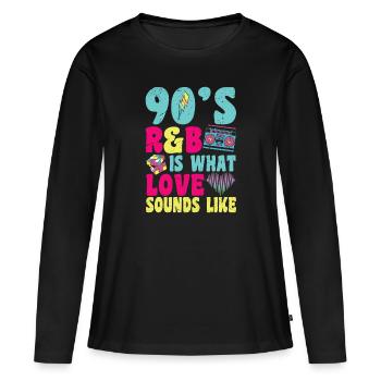 Artiste R&B des années 90 Drôle de R and B - T-shirt manches longues Premium bio Femme - noir - Devant - Julia (174cm)
