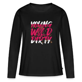 boue course boue fille - T-shirt manches longues Premium bio Femme - noir - Devant - Julia (174cm)