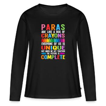 Para-para-éducateur paraprofessionnel - T-shirt manches longues Premium bio Femme - noir - Devant - Julia (174cm)
