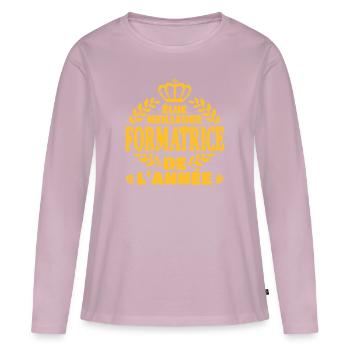 Elue meilleure formatrice - T-shirt manches longues Premium bio Femme - rose poudré - Devant - Julia (174cm)