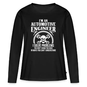 Ingénieur automobile - auto- auto - T-shirt manches longues Premium bio Femme - noir - Devant - Julia (174cm)