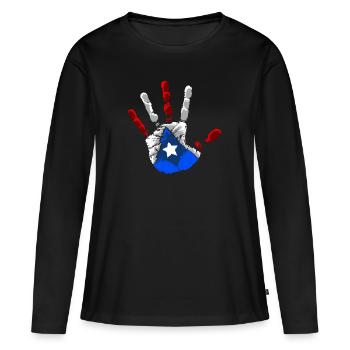 Puerto Rico Hand Print - Boricua Flag - Women's Premium Organic Long Sleeve Shirt - black - Front - Julia (174cm)