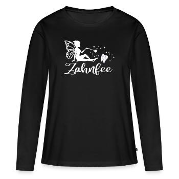 Zahnfee Zahn zaubern Zauberstab Zahnärztin - Frauen Premium Bio Langarmshirt - Schwarz - Vorne - Julia (174cm)