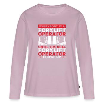 Forklift Operator - Women's Premium Organic Long Sleeve Shirt - dusky pink - Front - Julia (174cm)