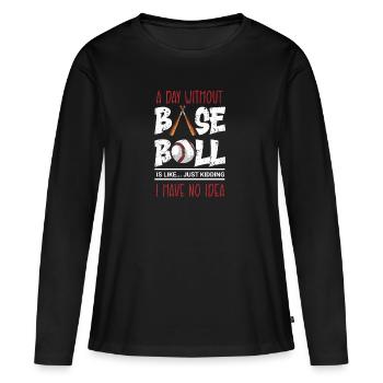 Baseball Présent Homerun Joueur de baseball Athlète - T-shirt manches longues Premium bio Femme - noir - Devant - Julia (174cm)