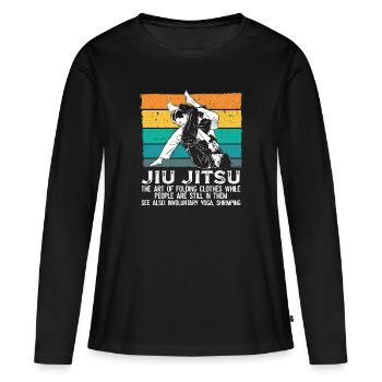 Grappling Brésilien JiuJitsu BJJ Cadeaux - T-shirt manches longues Premium bio Femme - noir - Devant - Julia (174cm)