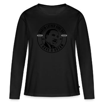 MARTIN LUTHER KING - T-shirt manches longues Premium bio Femme - noir - Devant - Julia (174cm)