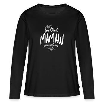 Je suis cette maman désolée pas désolée - T-shirt manches longues Premium bio Femme - noir - Devant - Julia (174cm)