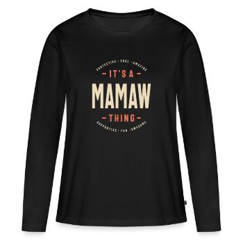 Mamaw’s Got Jokes - Design pour mamans et grands-mères - T-shirt manches longues Premium bio Femme - noir - Devant - Julia (174cm)