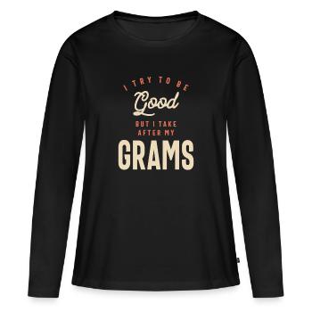 L’influence de grand-mère - Grams - T-shirt manches longues Premium bio Femme - noir - Devant - Julia (174cm)