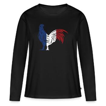 Drapeau de la France - Drapeau France - Racines - T-shirt manches longues Premium bio Femme - noir - Devant - Julia (174cm)