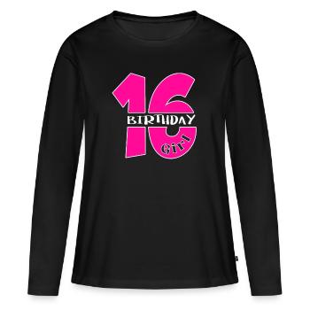 16 Anniversaire Fille - T-shirt manches longues Premium bio Femme - noir - Devant - Julia (174cm)