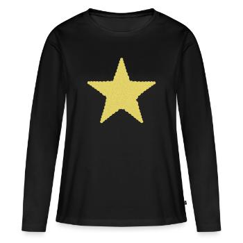 Noël, Étoile, Boules De Noël, Or, Jaune - T-shirt manches longues Premium bio Femme - noir - Devant - Julia (174cm)