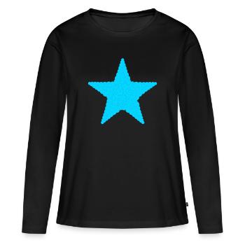 Noël, Étoile, Boules de Noël, Bleu clair - T-shirt manches longues Premium bio Femme - noir - Devant - Julia (174cm)
