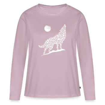 Heulender Wolf Wolfssilhouette Kinder Wölfe - Frauen Premium Bio Langarmshirt - Altrosa - Vorne - Julia (174cm)