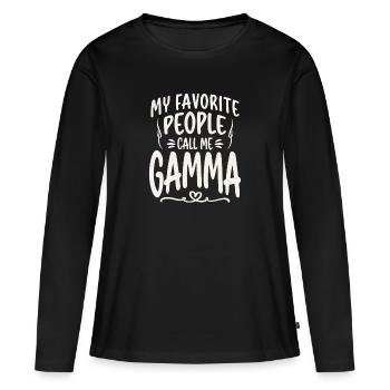 Mes personnes préférées m’appellent Gamma Funny Grandma - T-shirt manches longues Premium bio Femme - noir - Devant - Julia (174cm)