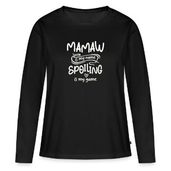 Mamaw est mon nom Spoiling est mon jeu Drôle Grand-mère - T-shirt manches longues Premium bio Femme - noir - Devant - Julia (174cm)