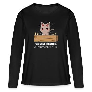 Sarcasme - Sarcasme de chat - Sarcasme Humour - T-shirt manches longues Premium bio Femme - noir - Devant - Julia (174cm)