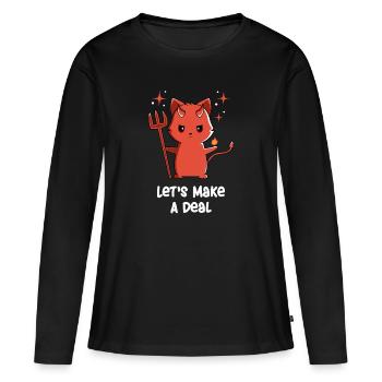 Satanique - Chat satanique - Satanique mignon - Satanique amusant - T-shirt manches longues Premium bio Femme - noir - Devant - Julia (174cm)