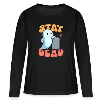 Fantôme - Fantôme mignon - Fantôme kawaii - Humour fantôme - T-shirt manches longues Premium bio Femme - noir - Devant - Julia (174cm)