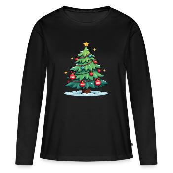 Funny Christmas Tree Xmas Holiday Dark Humor - Frauen Premium Bio Langarmshirt - Schwarz - Vorne - Julia (174cm)