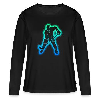Eishockey Spieler Kinder Herren Eishockeyspieler - Frauen Premium Bio Langarmshirt - Schwarz - Vorne - Julia (174cm)