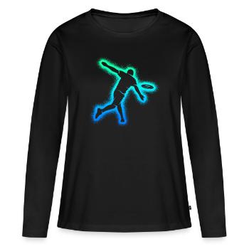 Disc Golf Kinder Männer Jungen Discgolfer - Frauen Premium Bio Langarmshirt - Schwarz - Vorne - Julia (174cm)