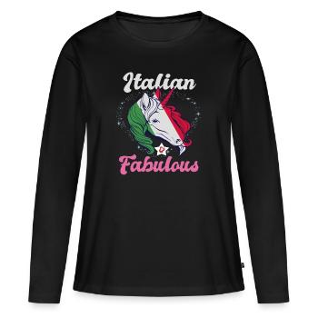 Italie Italienne Italienne Cadeau italien - T-shirt manches longues Premium bio Femme - noir - Devant - Julia (174cm)