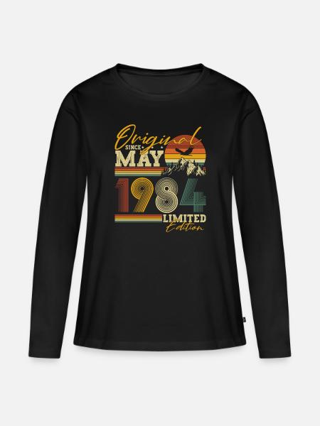Mai 1984 Vintage Retro Anniversaire - T-shirt manches longues Premium bio Femme - noir