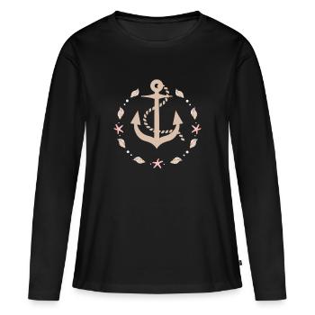 Anker Muscheln - Frauen Premium Bio Langarmshirt - Schwarz - Vorne - Julia (174cm)