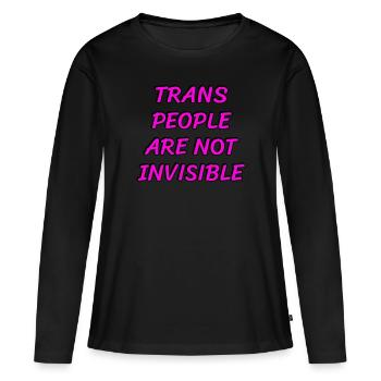 Les personnes trans ne sont pas invisibles - T-shirt manches longues Premium bio Femme - noir - Devant - Julia (174cm)