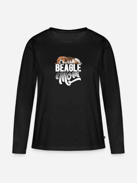 Beagle Hund Damen Beagle Mama - Frauen Premium Bio Langarmshirt - Schwarz