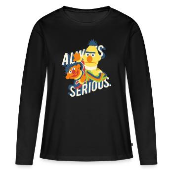 5 Rue Sésame Always Serious - T-shirt manches longues Premium bio Femme - noir - Devant - Julia (174cm)