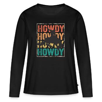 Rodéo Howdy - T-shirt manches longues Premium bio Femme - noir - Devant - Julia (174cm)