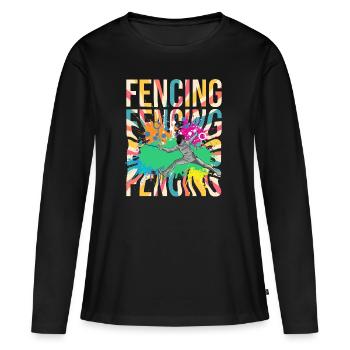 Fechten - Fechter - Frauen Premium Bio Langarmshirt - Schwarz - Vorne - Julia (174cm)