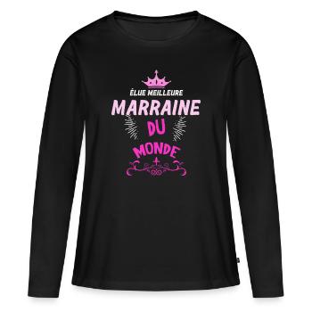 Marraine T'es la Meilleure - T-shirt manches longues Premium bio Femme - noir - Devant - Julia (174cm)