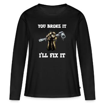 Mécanicien vous l’avez cassé mal le réparer - T-shirt manches longues Premium bio Femme - noir - Devant - Julia (174cm)