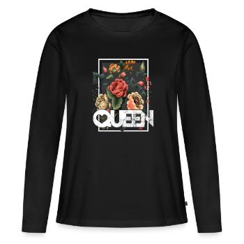 Queen Flowers - Frauen Premium Bio Langarmshirt - Schwarz - Vorne - Julia (174cm)