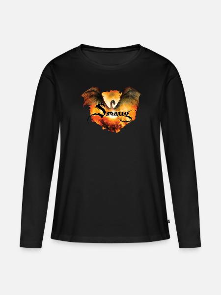 Hobbit Smaug o projekcie ognia w Esgaroth - Premium økologisk langærmet T-shirt til kvinder - sort