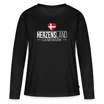 Herzensland Dänemark Skandinavien Urlaub Reise - Frauen Premium Bio Langarmshirt - Schwarz - Vorne - Julia (174cm)