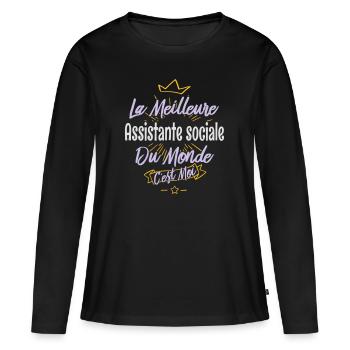 La meilleure assistante-sociale du monde - T-shirt manches longues Premium bio Femme - noir - Devant - Julia (174cm)