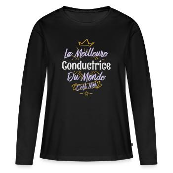 La meilleure conductrice du monde - T-shirt manches longues Premium bio Femme - noir - Devant - Julia (174cm)