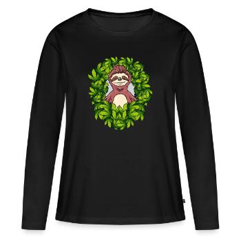 Stoned Sloth | Weed Cannabis THC CBD Ganja - Women's Premium Organic Long Sleeve Shirt - black - Front - Julia (174cm)