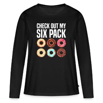 Six pack de beignets - T-shirt manches longues Premium bio Femme - noir - Devant - Julia (174cm)